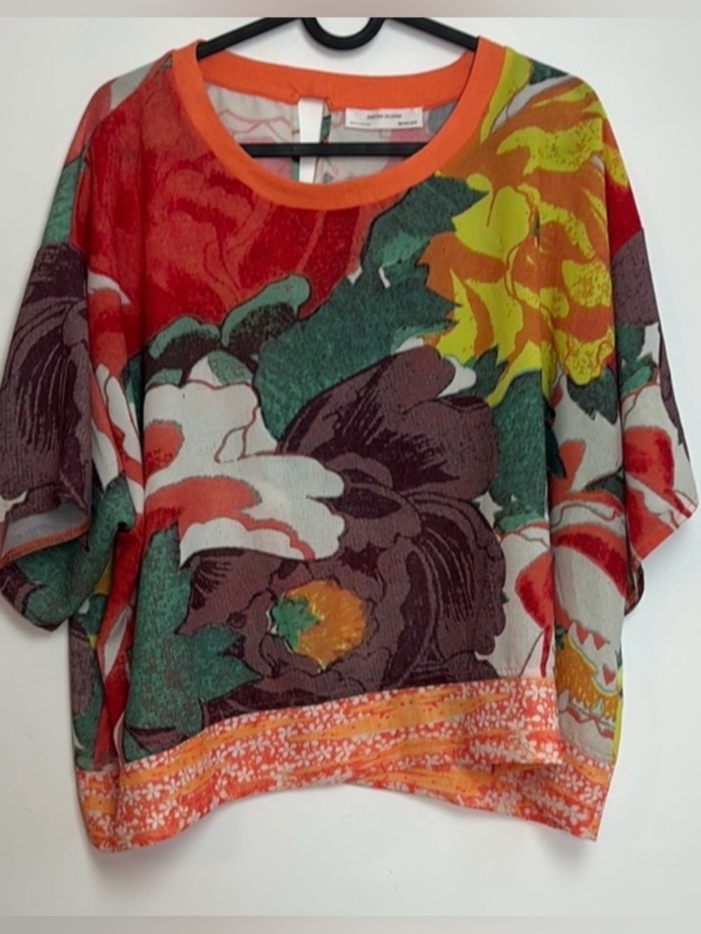 Zara pop over top back button up floral size M boxy style short sleeves